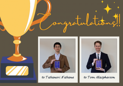 Dr. Takanori Nakane, MD, PhD and Dr. Tom Macpherson, PhD won the Osaka University Prize (Young Researchers Category) for 2023.