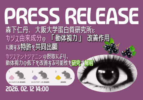 森下仁丹、大阪大学蛋白質研究所とカシス由来成分の 「動体視力」改善作用に関する特許を共同出願　カシスアントシアニンの摂取により、動体視力の低下を改善する可能性を研究で解明